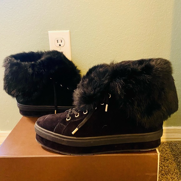 EUC Louis Vuitton Black Suede Rabbit Fur Jazzy High-Top Sneakers - Picture 8 of 15